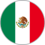 Mexicos flagg i en sirkelformet ramme. Farger: grønn, hvit, rød. Ørnen i våpenskjoldet er plassert i midten.